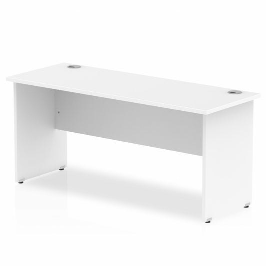 Impulse 1600x600mm Straight Desk, White Top with Wooden Panel Legs