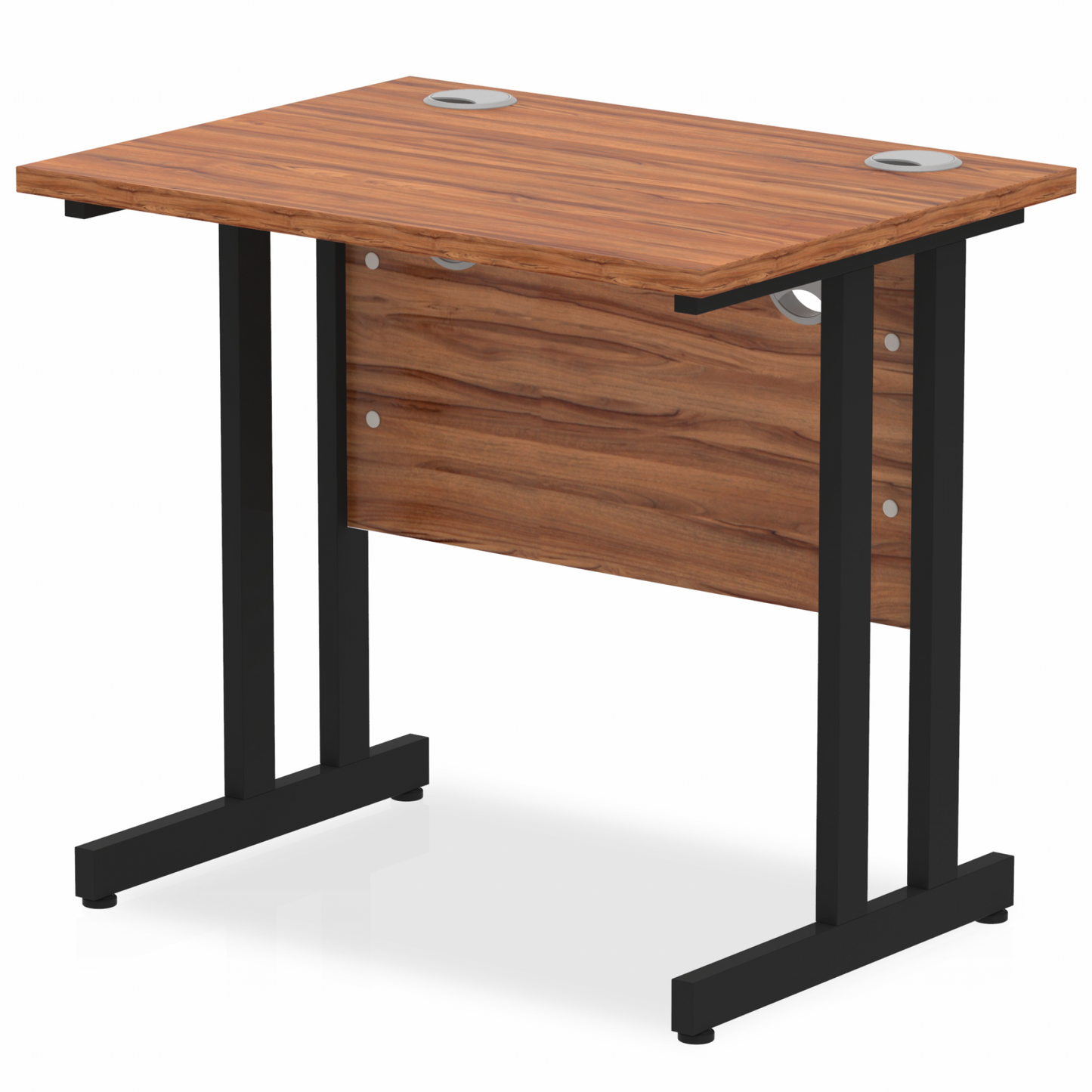 Impulse 800x600mm Straight Desk Walnut Top Black Cantilever Legs