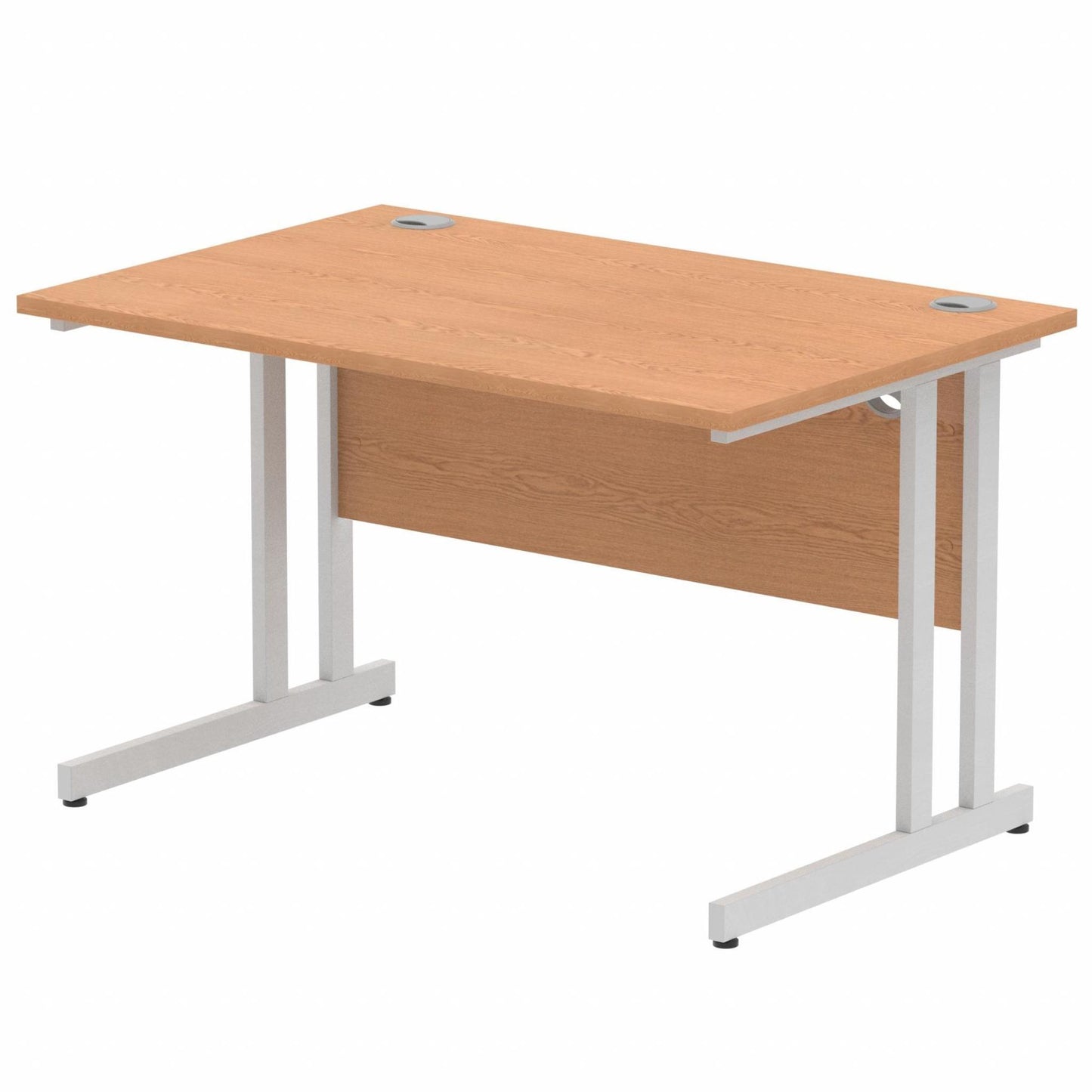 Impulse 1200mm Straight Desk with Silver Cantilever Legs Oak