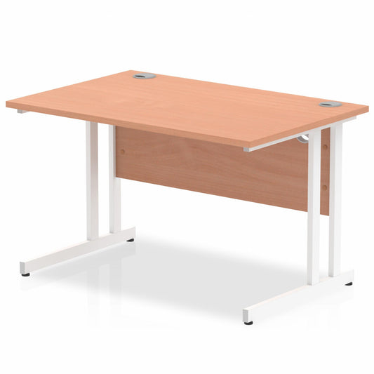 Impulse 1200x800mm Straight Desk, Beech Top with White Cantilever Legs