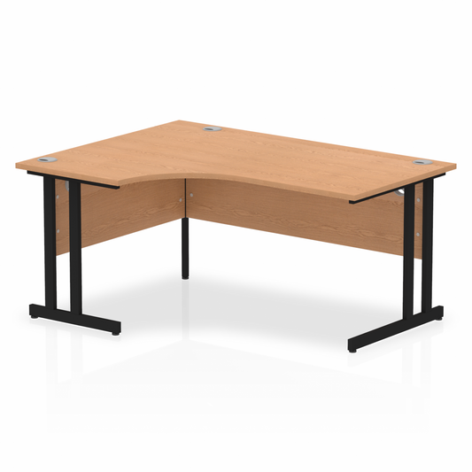 Impulse 1600mm Left Hand Curved Desk with Black Cantilever Legs Oak Ref MI003293 OE