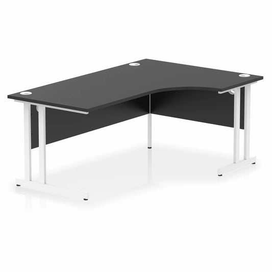 Beech L-shaped desk on a white background