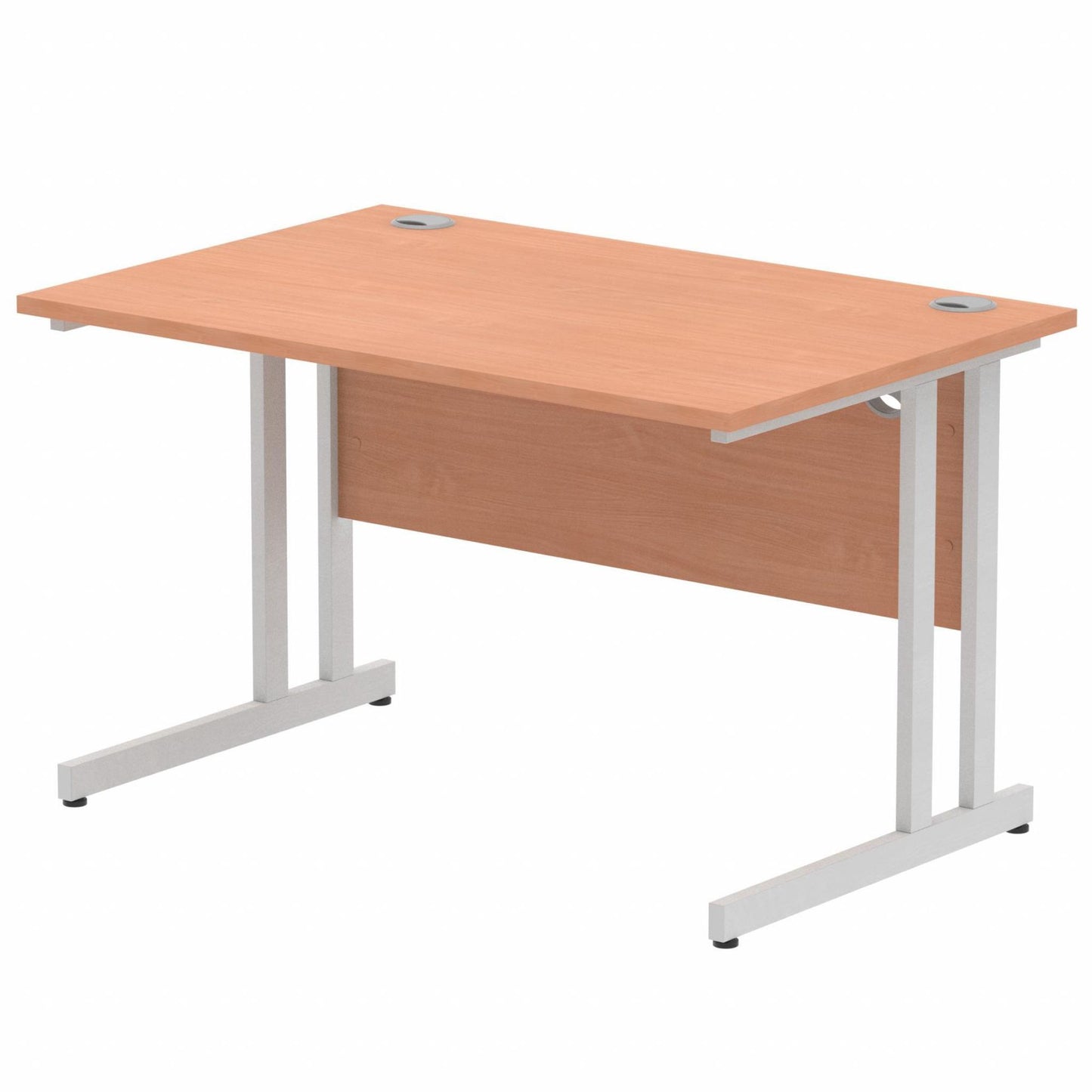 Impulse 1200x800mm Straight Desk, Beech Top with Silver Cantilever Legs