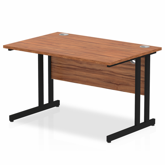 Impulse 1200mm Straight Desk with Black Cantilever Legs Walnut