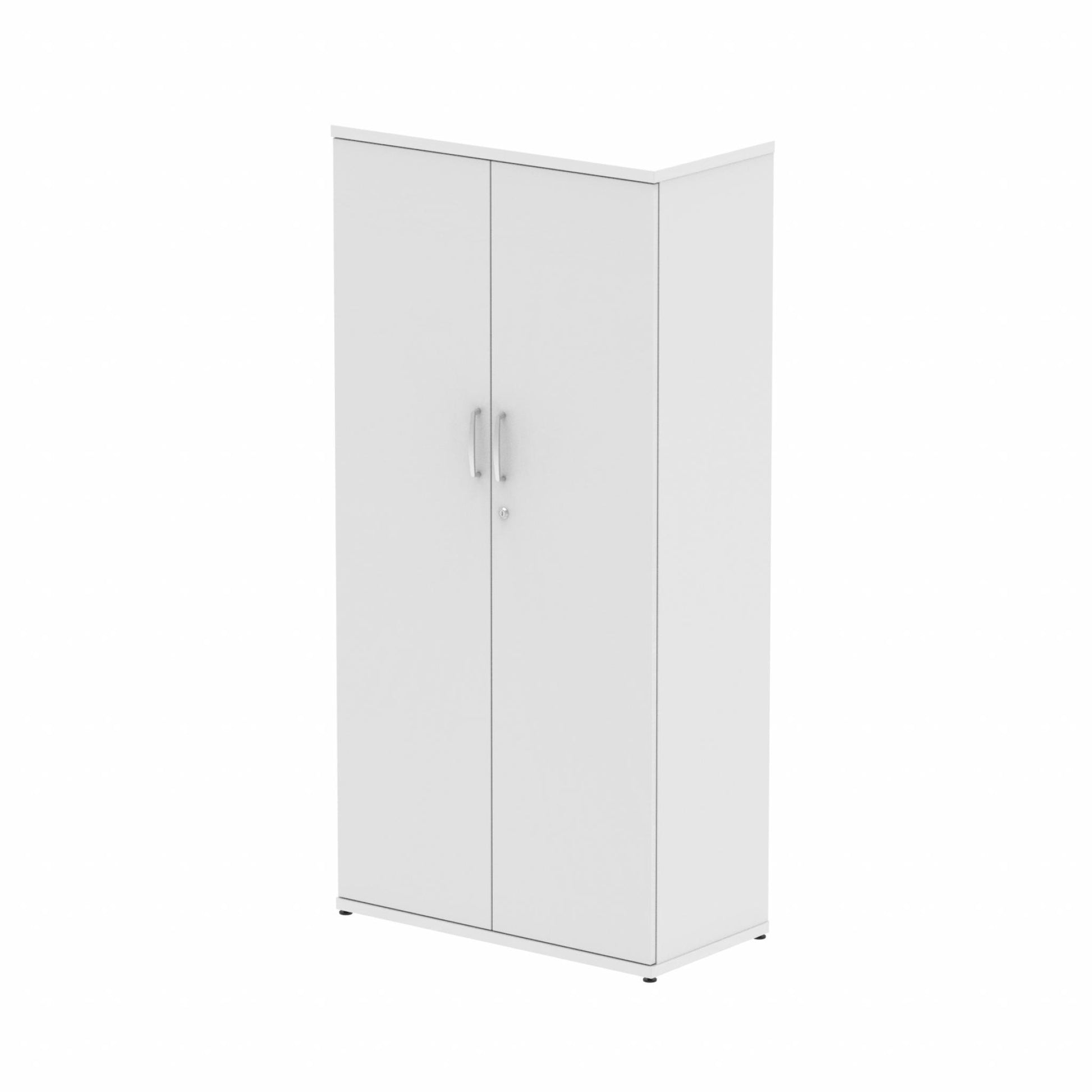 Wooden cupboard with three shelves on a white background