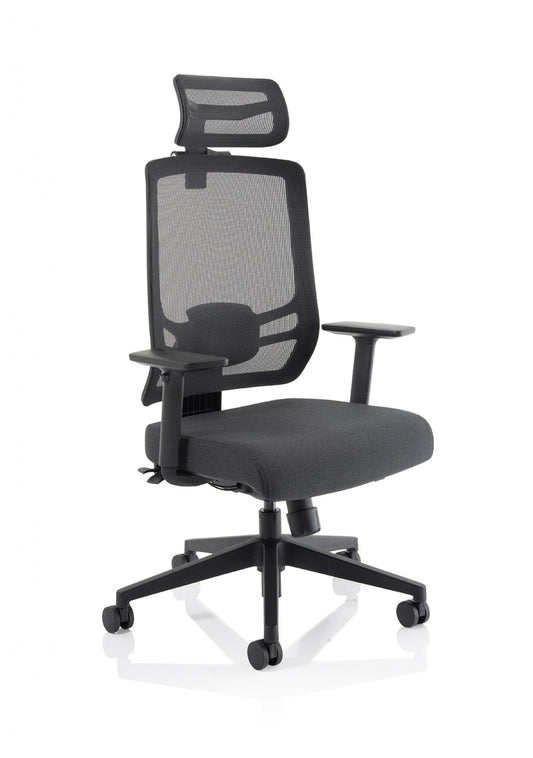 Ergo Twist High Mesh Back Operator Chair, Height Adj Arms Black D.S.