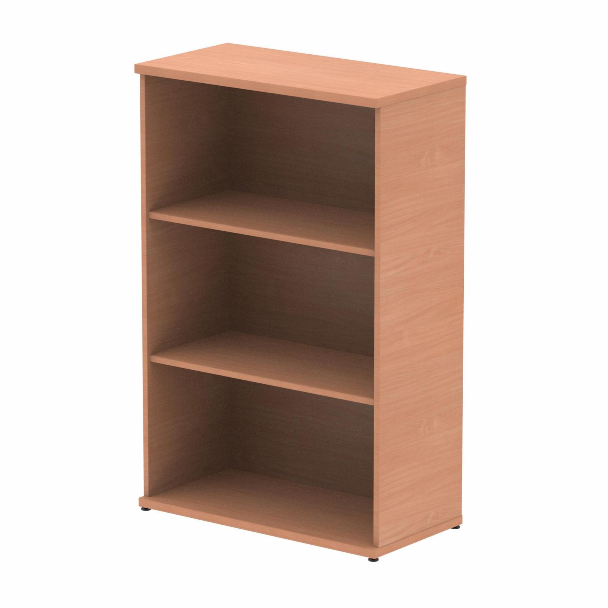 Wooden bookcase with two shelves on a white background