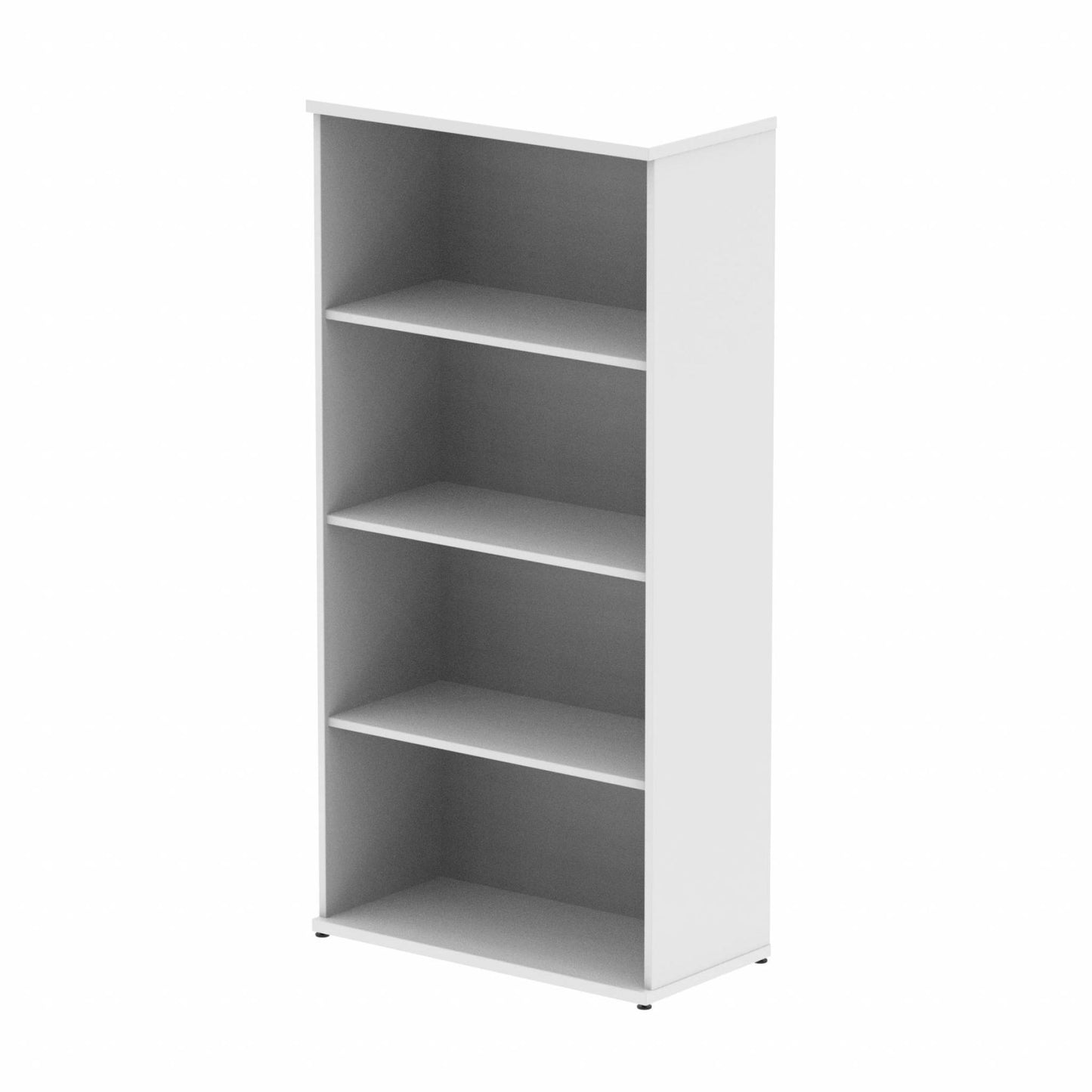 Wooden bookcase with three shelves on a white background
