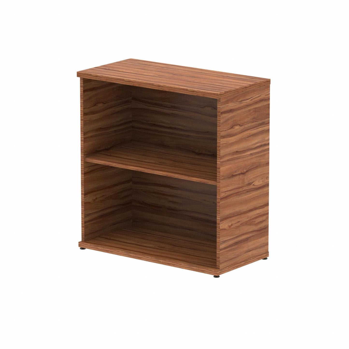 Wooden bookcase with one shelf on a white background