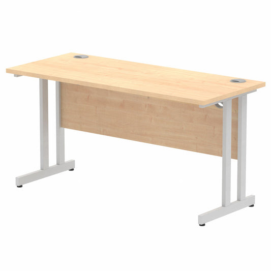 Impulse 1400x600mm Straight Desk, Maple Top with Silver Cantilever Legs