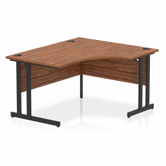 Impulse 1400mm Right Hand Curved Desk with Black Cantilever Legs Walnut Ref MI003261 OE