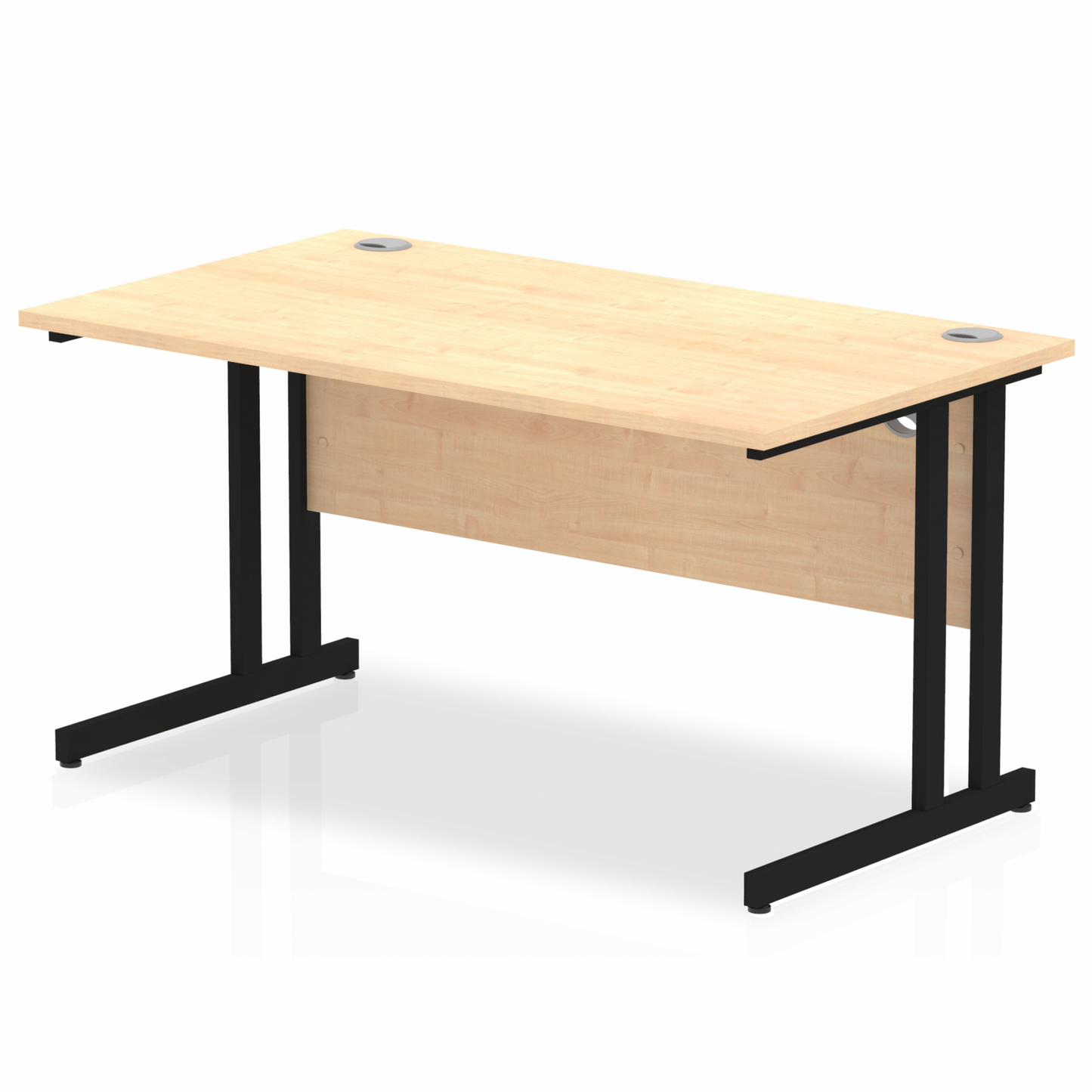 Impulse 1400mm Straight Desk with Black Cantilever Legs Maple