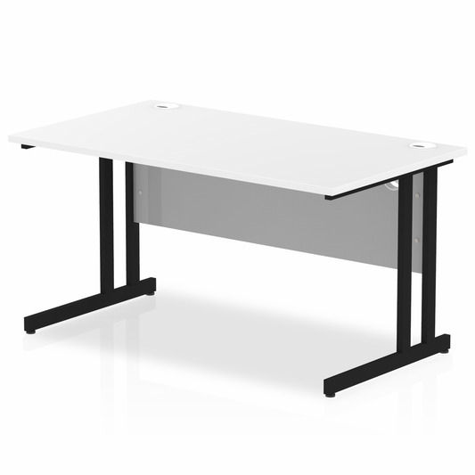 Impulse 1400mm Straight Desk with Black Cantilever Legs White