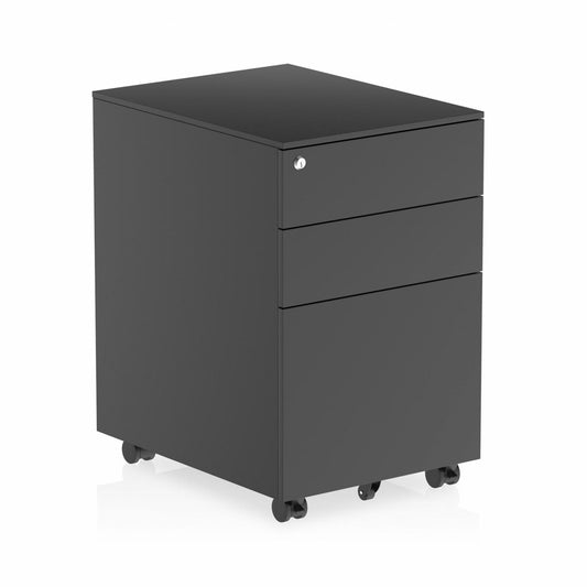 Impulse Steel Metal 3 Drawer Mobile Pedestal Black