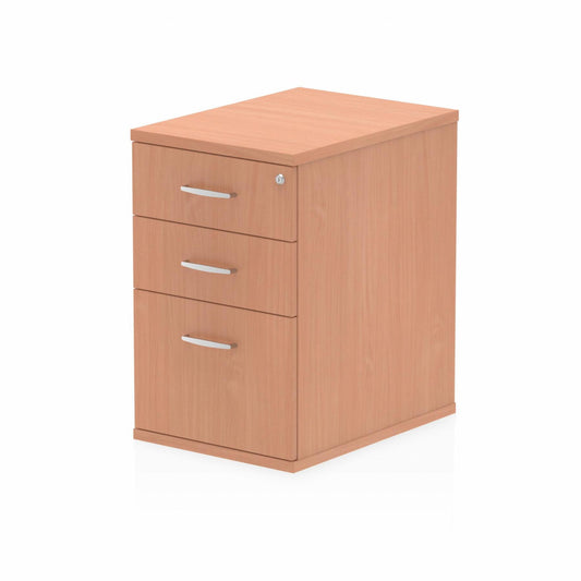 Impulse 3 Drawer 600mm Deep Desk High Pedestal Beech D.F.