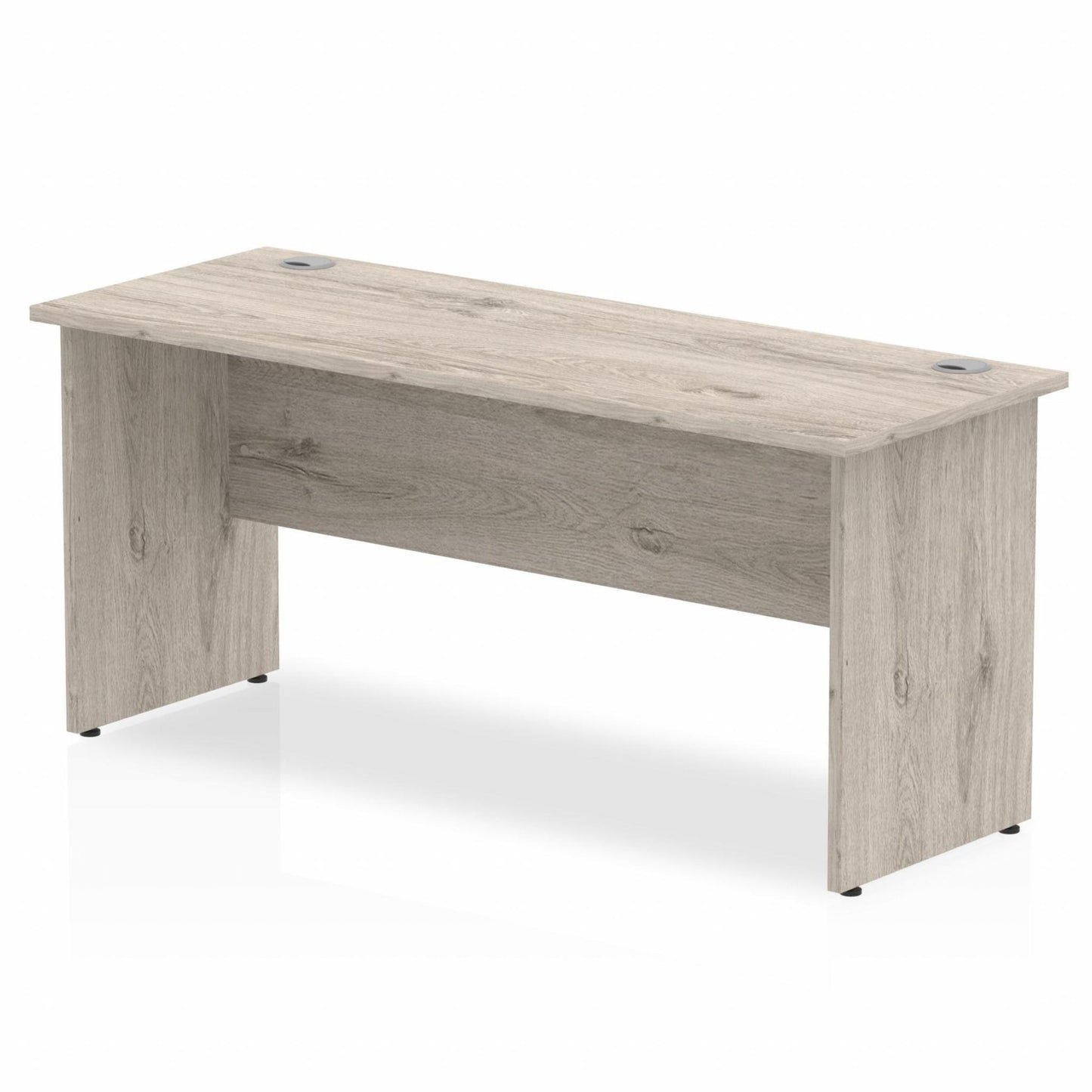 Grey oak straight desk on a white background