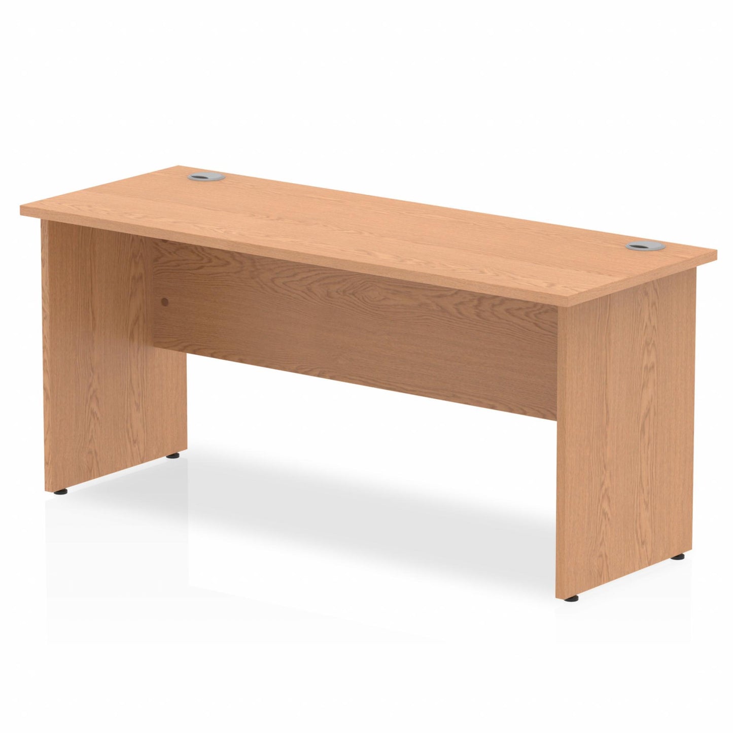 Impulse 1600x600mm Straight Desk, Oak Top with Wooden Panel Legs