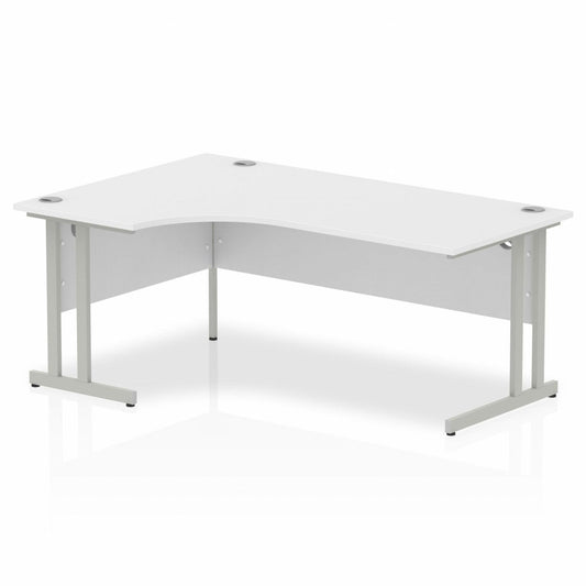 Impulse 1800mm Left Hand Curved Desk with Silver Cantilever Legs White Ref I000323 OE