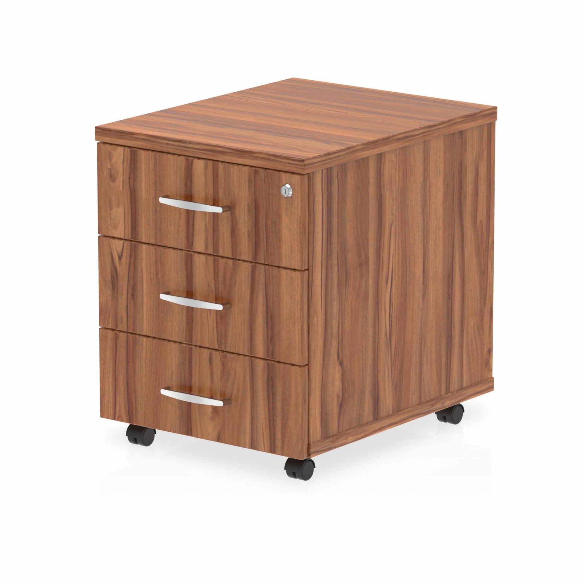 Wooden mobile pedestal on a white background