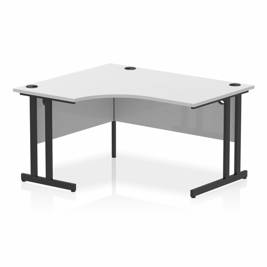 Impulse 1400mm Left Hand Curved Desk with Black Cantilever Legs White Ref MI003317 OE