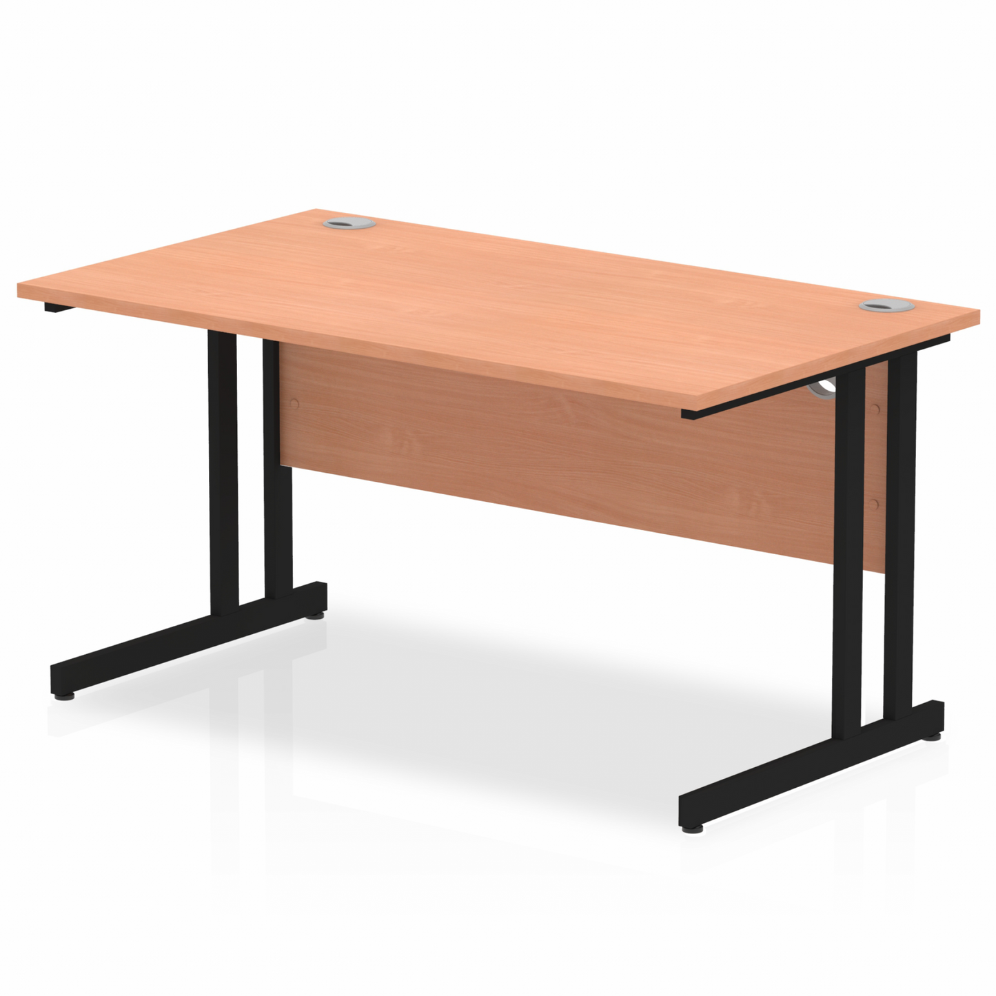 Impulse 1400mm Straight Desk with Black Cantilever Legs Beech