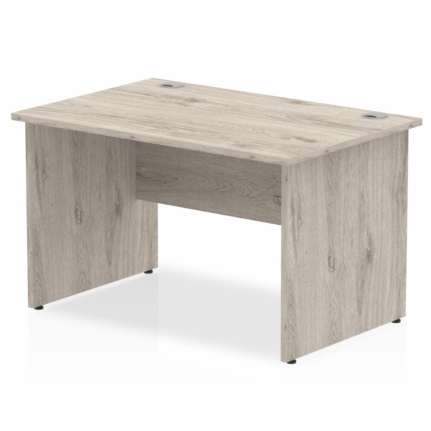 Grey oak straight desk on a white background
