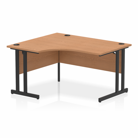 Impulse 1400mm Left Hand Curved Desk with Black Cantilever Legs Oak Ref MI003287 OE