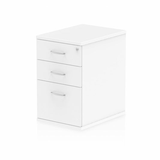 Impulse 3 Drawer 600mm Deep Desk High Pedestal White D.F.