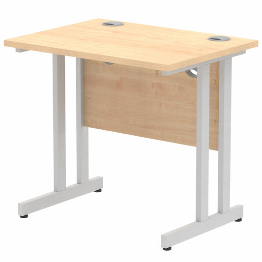 Impulse 800x600mm Straight Desk, Maple Top with Silver Cantilever Legs