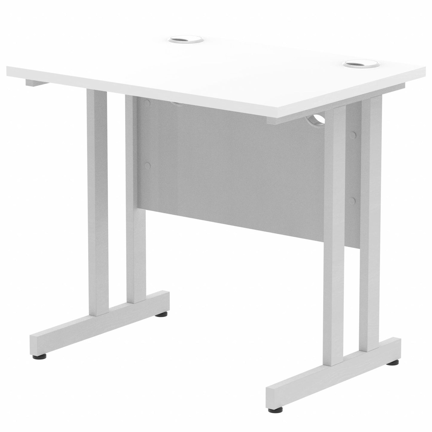 Impulse 800x600mm Straight Desk, White Top with Silver Cantilever Legs