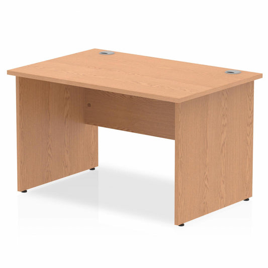 Impulse 1200x800mm Straight Desk, Oak Top with Wooden Panel Legs
