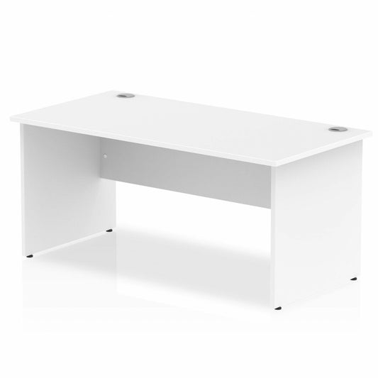 Impulse 1600x800mm Straight Desk, White Top with Wooden Panel Legs