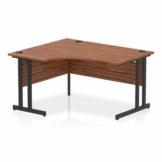 Impulse 1400mm Left Hand Curved Desk with Black Cantilever Legs Walnut Ref MI003257 OE