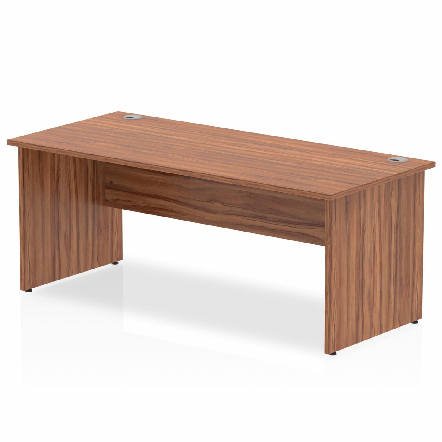 Impulse 1800x800mm Straight Desk, Walnut Top with Wooden Panel Legs