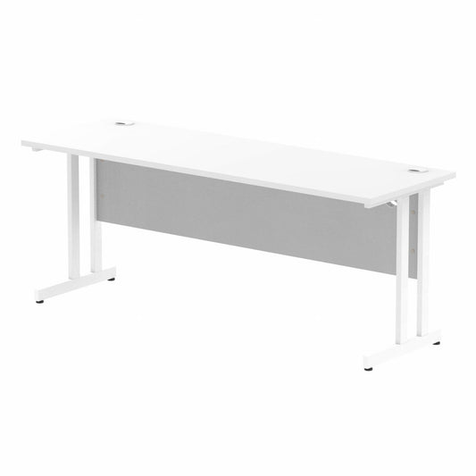 Impulse 1800x600mm Straight Desk, White Top with White Cantilever Legs