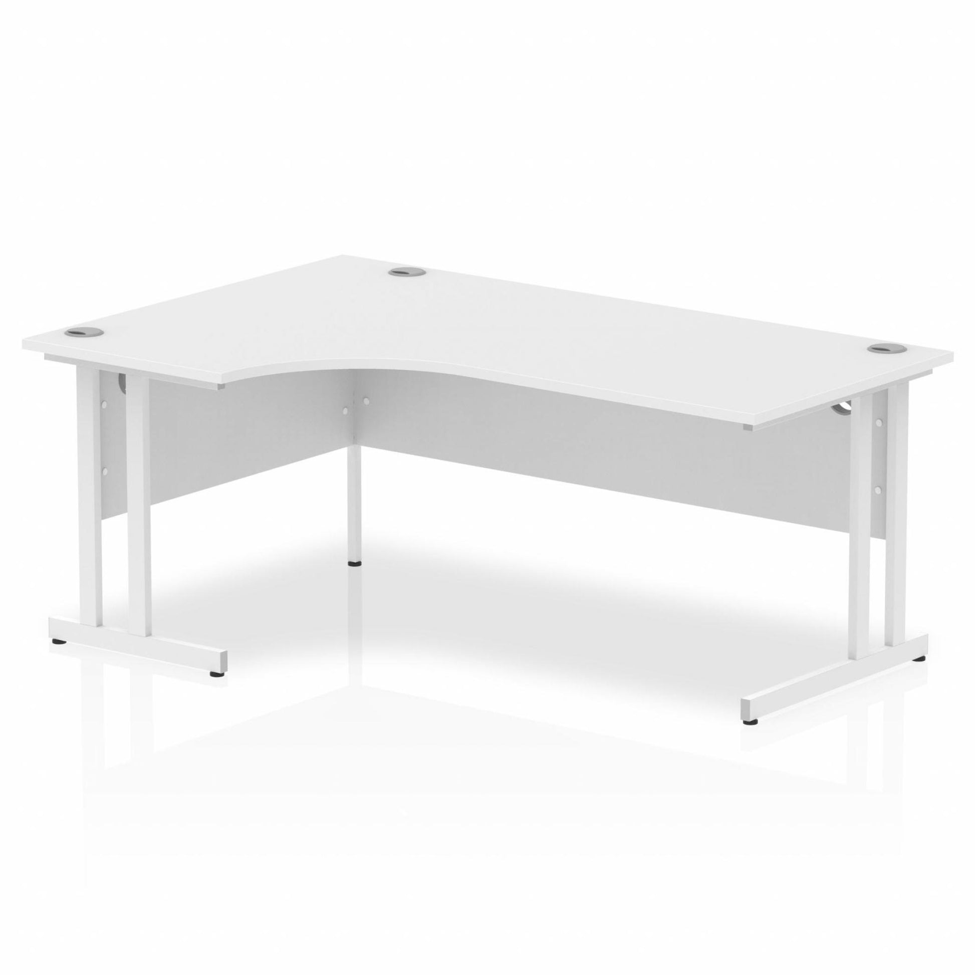 White L-shaped desk with drawers on a white background