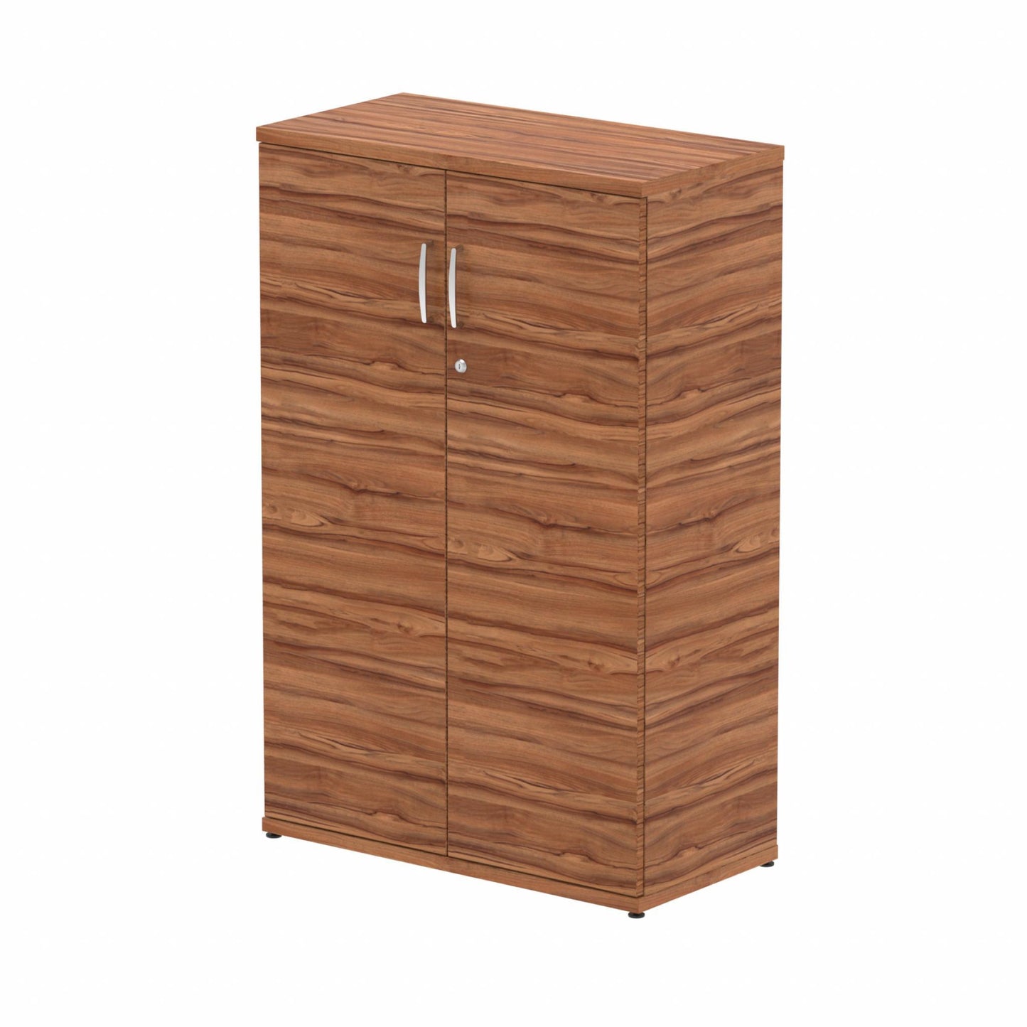 Wooden cupboard with two shelves on a white background
