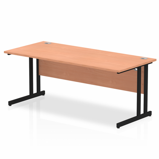 Impulse 1800mm Straight Desk with Black Cantilever Legs Beech