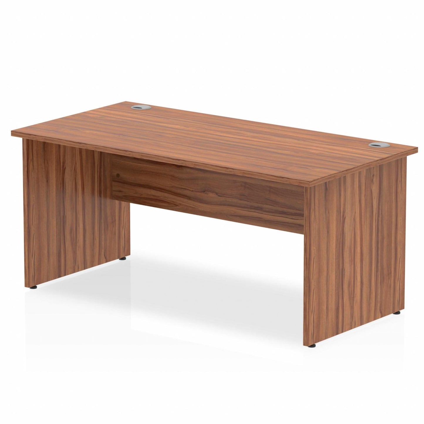 Impulse 1600mm Straight Desk with Wooden Panel Legs Walnut