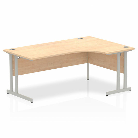 Impulse 1800mm Right Hand Curved Desk, Maple Top with Silver Cantilver Legs