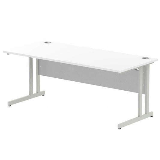 Impulse 1800mm Straight Desk with Silver Cantilever Legs White