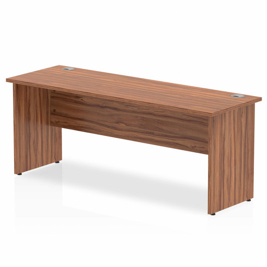 Impulse 1800x600mm Straight Desk, Walnut Top with Wooden Panel Legs