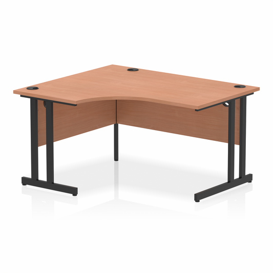 Impulse 1400mm Left Hand Curved Desk with Black Cantilever Legs Beech Ref MI003197 OE