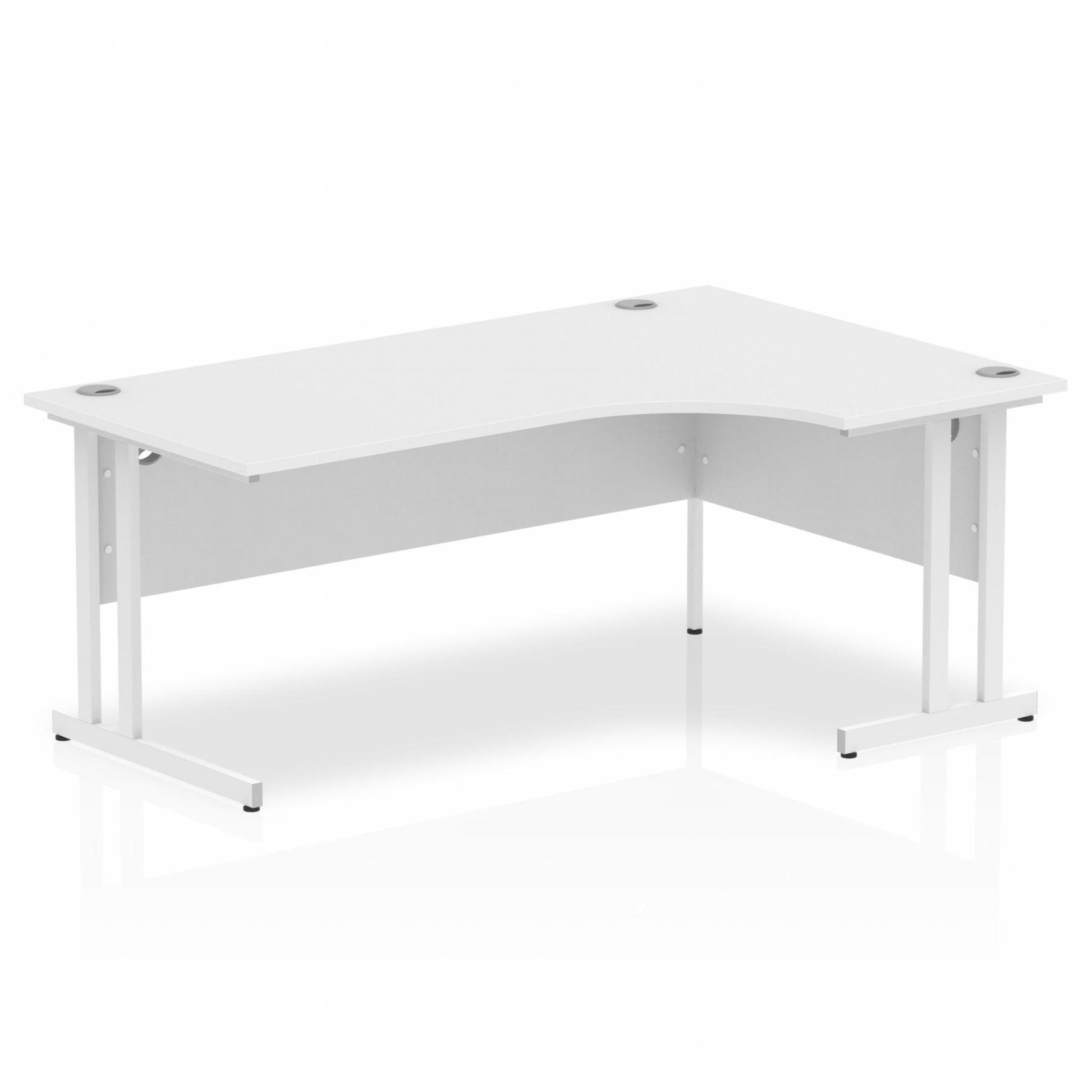 White L-shaped desk with drawers on a white background