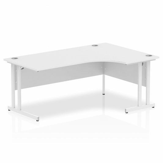 Impulse 1800mm Right Hand Curved Desk, White Top with White Cantilever Legs