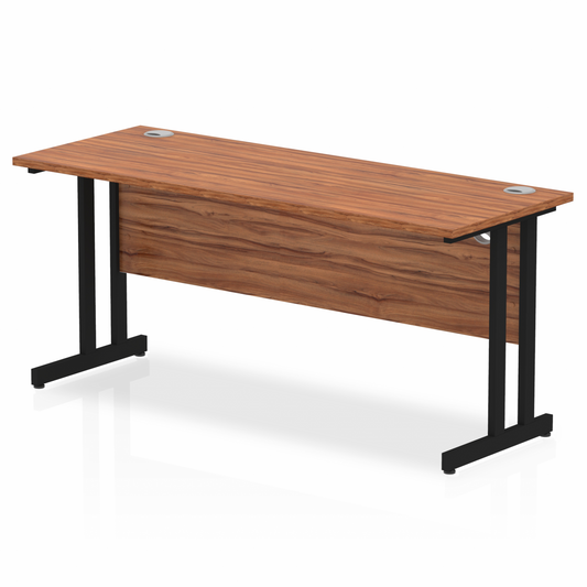 Impulse 1600x600mm Straight Desk Walnut Top Black Cantilever Legs