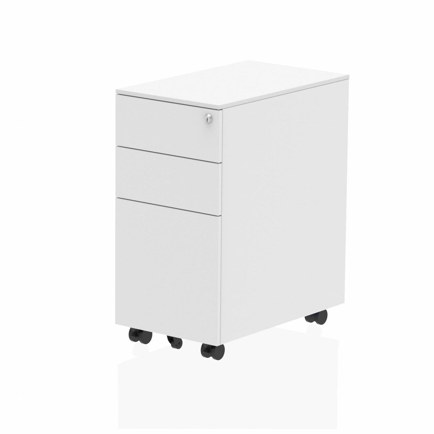 Impulse Steel Metal Slim 3 Drawer Mobile Pedestal White