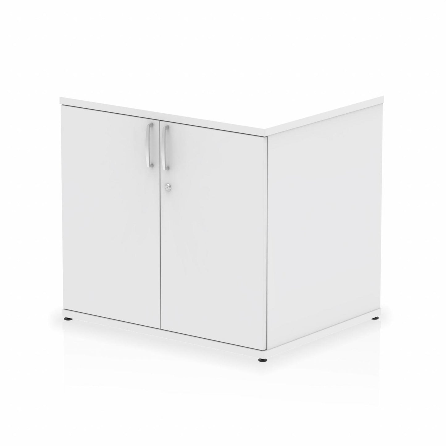 Wooden cupboard with one shelf on a white background