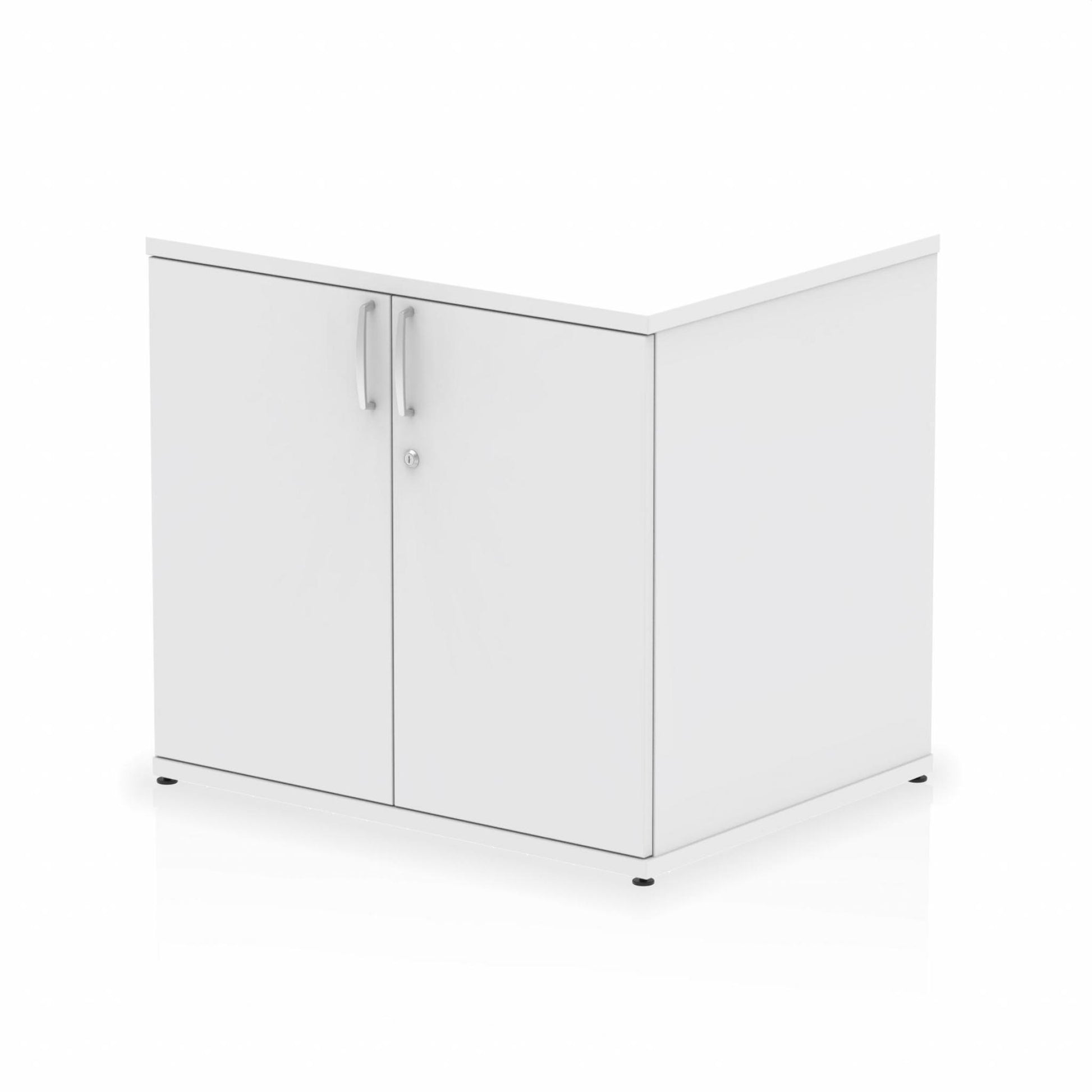 Wooden cupboard with one shelf on a white background