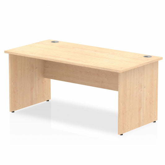 Impulse 1600x800mm Straight Desk, Maple Top with Wooden Panel Legs